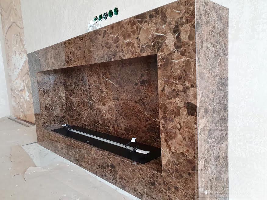 Облицювання біокаміну мармуром Emperador fireplace-marble - 1