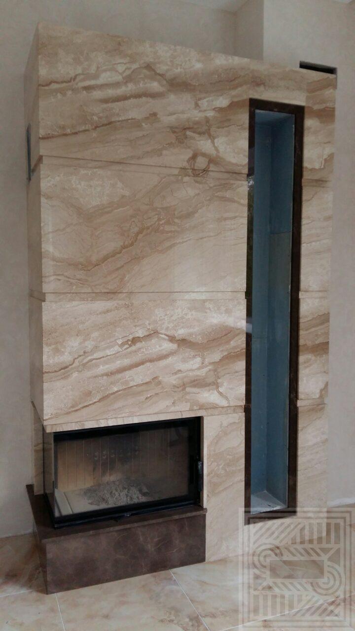 Камін з мармуру Daino та Bronz Brown 20 мм fireplace-marble - Kamin iz mramora Daino i Bronz Brown 20 mm 2