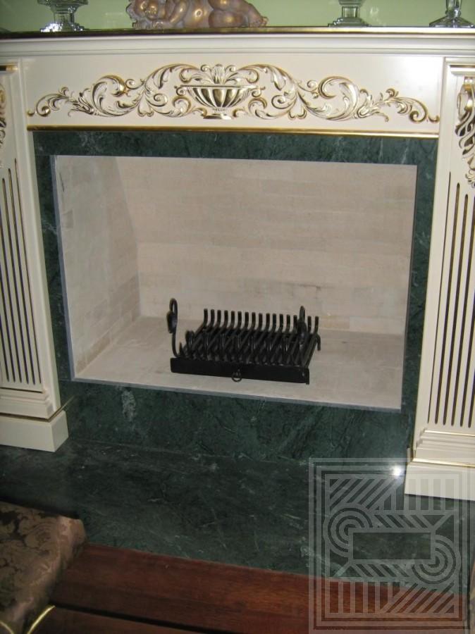 Камін з мармуру Verde Gvatemala fireplace-marble - Oblitsovka kamina chastichno mramorom Verde Gvatemala 20 mm