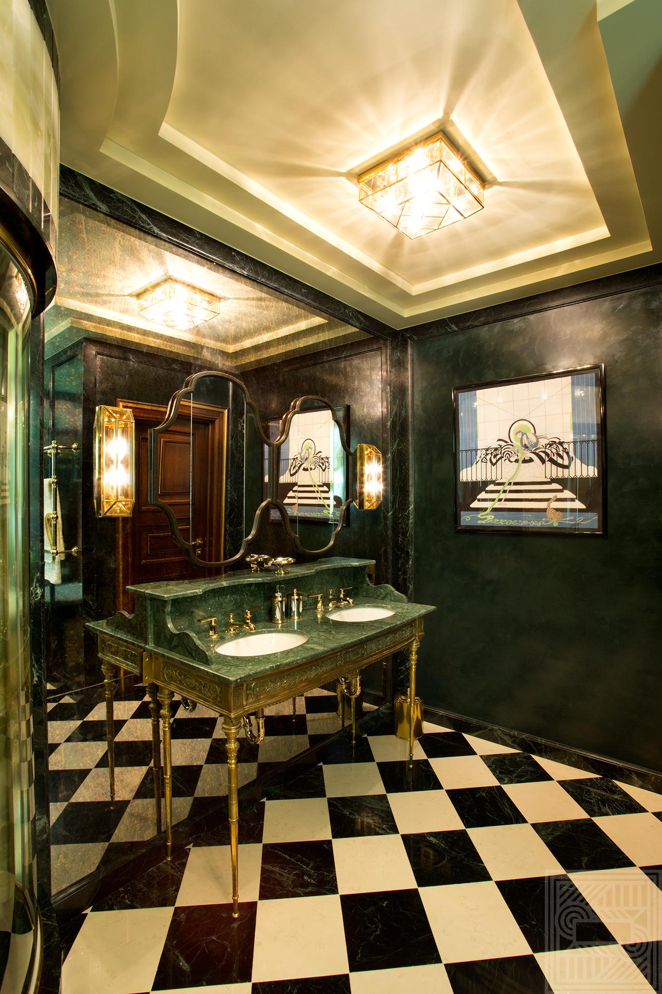 Підлога з мармурової плитки Сrema Marfil та Verde Assoluto tile, floor-marble - Ukladka plitki 300h300h20 mramorom Srema Marfil Verde Assoluto 20 mm