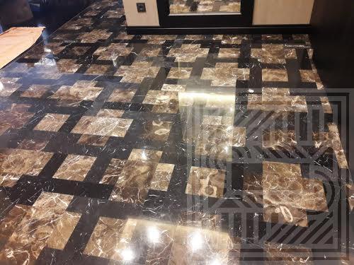 Підлога з мармуру Emperador та Nero Marquina floor-marble - Pol iz Emperador i Nero Marquina